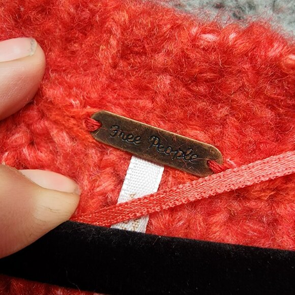 Free People Sweater Womens Small Red Knit Carter Oversized Boho - Picture 2 of 10